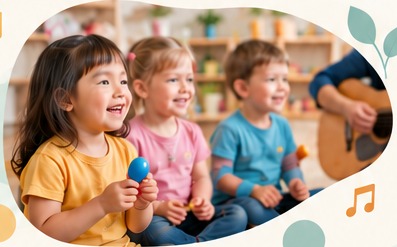 Children making music together
